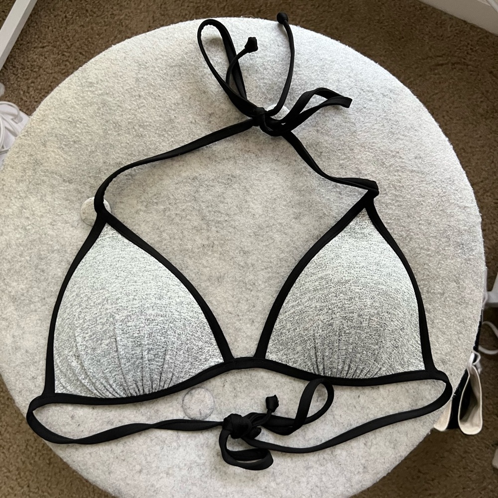 H&M Push Up Self Tie Triangle Bikini Top Gray and Black